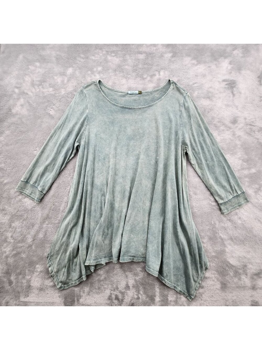 Chalet Hemp Organic Cotton Asymmetrical Tunic Top Medium Tie Dye Lagenlook Earth